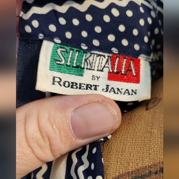 Silkitalia by Robert Janan Blue & White Polka Dots and Striped Mini Dress - Picture 11 of 12